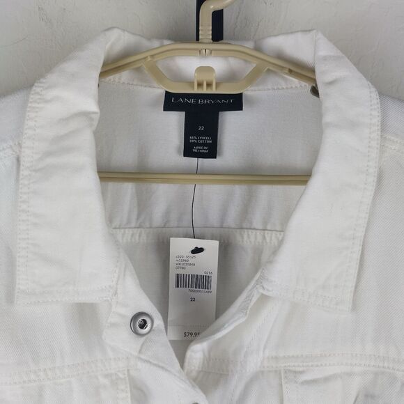 Lane Bryant White Denim Jacket Lightweight Lyocell Cotton - Picture 6 of 8